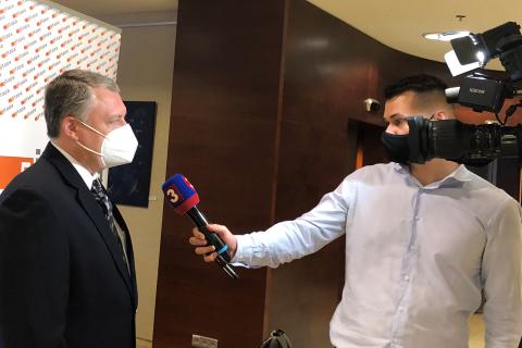 Rado Danilak giving an interview for TA3 television