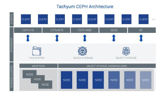 Tachyum Prodigy Ceph System Architecture Showing Storage Nodes and Clients